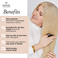 MANTA Manta Detangle Hair Brush, Shower Scalp Massager Shampoo Brush Detangler, Promote Healthy Hair Growth, Premium Wet Tangle Hairbrush, Curly Hair Teaser, Hairbrushes for Women Men Kids, Pink