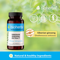 BIOHERBA Siberian Ginseng 170 mg, 100 Capsules - Supplements for Natural Energy Boost, Stress Relief & Immune Support - Herbal Adaptogen Supplement