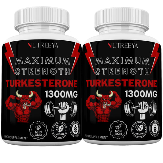 NUTREEYA Turkesterone -1300mg Max Strength Ajuga Turkestanica Extract, Vegan, Gluten Free, (Not Turkesterone Capsules) (Pack of 2 (120 Pills))