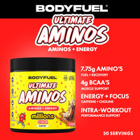 Applied Nutrition BodyFuel Amino's - Amino Acids Supplement, EAA Essential Amino Acids Powder, Muscle Fuel & Recovery (270g - 30 Servings) (Millions Cola)