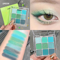 Generic Green Eyeshadow Palette, 9-Color Matte & Glitter Eyeshadow, Easy to Blend, Vibrant Highly Pigmented Eye Makeup Palettes, for Women Stunning Looks Any Occasion