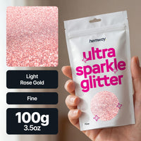 Hemway Ultra Sparkle Glitter Light Rose Gold 100g Fine | Glitter for Arts & Craft, Makeup, Nail Art, Crafting, Card Making, Sparkle Decoration
