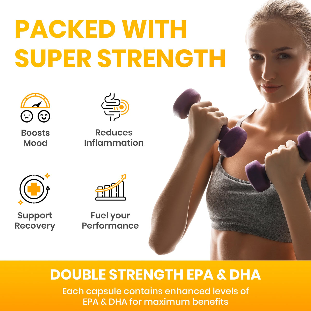 Red Label Health Omega 3 Fish Oil 1000mg, Pack of 90 Soft Gel Capsules (3 Months Supply), Double Strength 180mg EPA and 120mg DHA, Supports Eye, Heart & Brain Health for Men & Women - UK Made