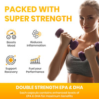 Red Label Health Omega 3 Fish Oil 1000mg, Pack of 90 Soft Gel Capsules (3 Months Supply), Double Strength 180mg EPA and 120mg DHA, Supports Eye, Heart & Brain Health for Men & Women - UK Made