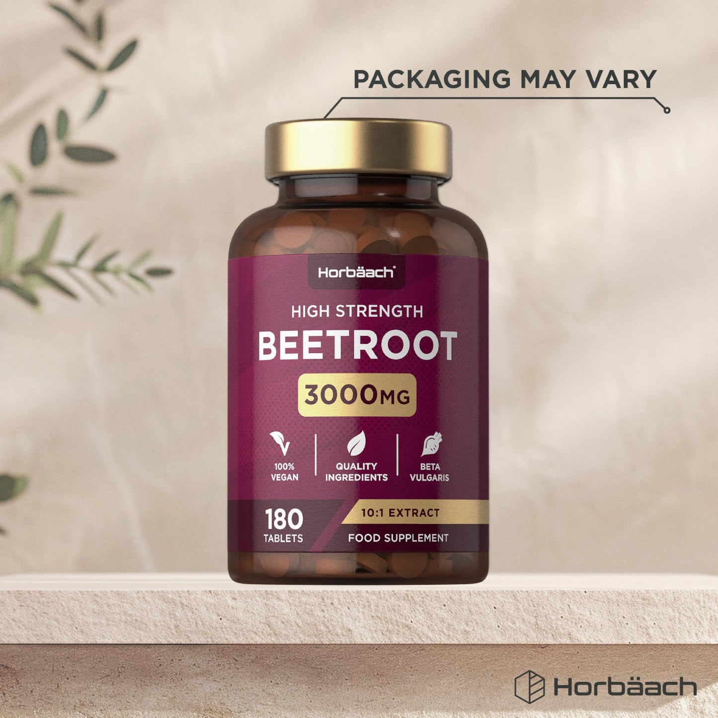 Horbäach Beetroot Tablets 3000mg | High Strength Beetroot Supplement | 180 Vegan Tablets (3 Months Supply) | Nitric Oxide | by Horbaach