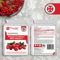 PH PROWISE Healthcare Double Strength Cranberry 20,000mg Added with Vitamin C - 90 Vegan Tablets I Easy to Swallow Tablets | GMO Free Ingredients I Made in UK by Prowise Healthcare