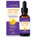 Vitamin D3 K2 Drops 4000iu + MCT Oil Liquid Absorption, Natural Berry Flavour 5 Month Supply - High Strengh Supplement by Inner Vitality