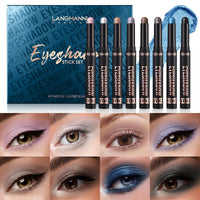 LANGMANNI 8Pcs Eyeshadow Stick Gift Set,Soft Smooth Cream With Matte Earth & Metal Colors, Waterproof & Long-Lasting, Beauty & Personal Care Eye Shadow Stick For Daily Makeup & Special Occasions (#C)