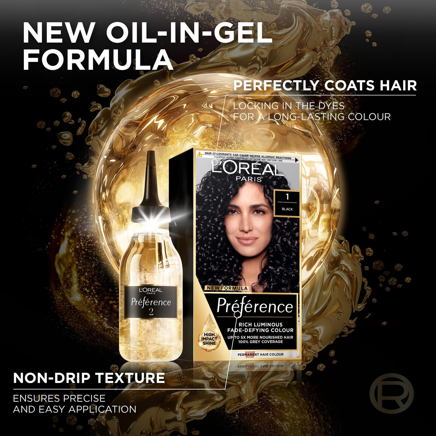 L'Oreal Paris Preference Hair Dye, Long Lasting, Luminous Permanent Hair Colour, 1, Napoli (Packaging may vary)