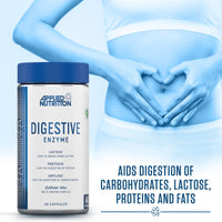 Applied Nutrition Digestive Enzyme - Vegan Digestive Enzymes Capsules, with Lactase, Protease, Amylase, Aids Digestion of Carbohydrates, Lactose, Proteins, Fats, for Flatulence Control (60 Servings)