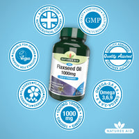 Natures Aid Flaxseed Oil 1000mg – High Strength Omega-3 Softgels – Supports Heart & Brain Function – Vegan, Non-GMO, Gluten-Free – Cold Pressed Essential Fatty Acids – 90 Capsules