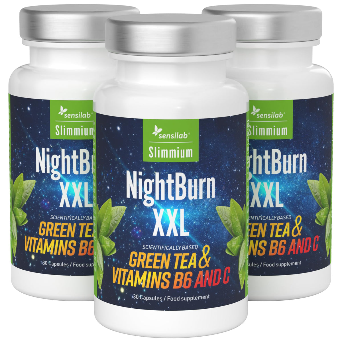 Slimjoy Weight Loss Capsules, Premium Green Tea Extract, with Added Vitamins B6 and Vitamin C - 90 Day Supply Sensilab Slimmium, NightBurn XXL