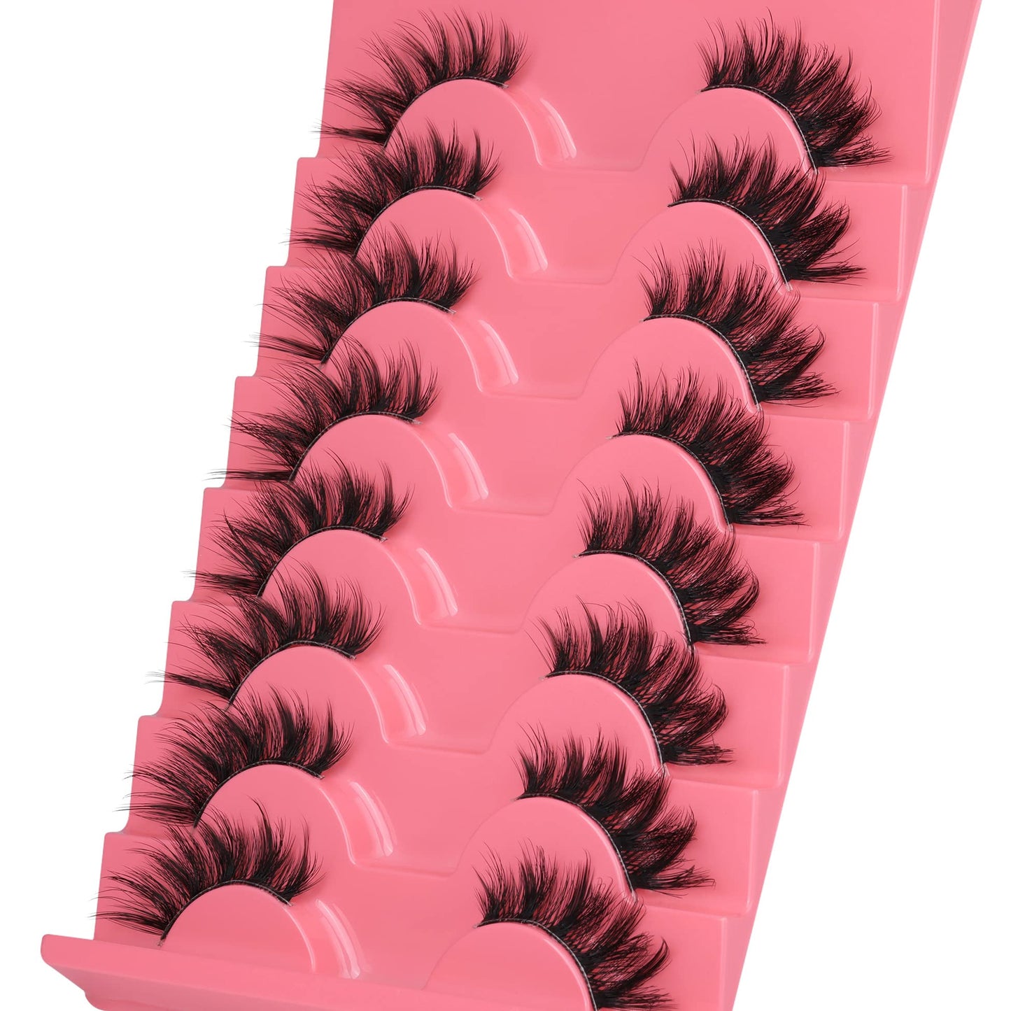 Mavphnee Half Lashes Natural Clear Band Eyelashes 3 4 False Lashes Wispy Fluffy Fox Style Half Eyelashes 8 Pairs Half Fake Eyelashes Pack