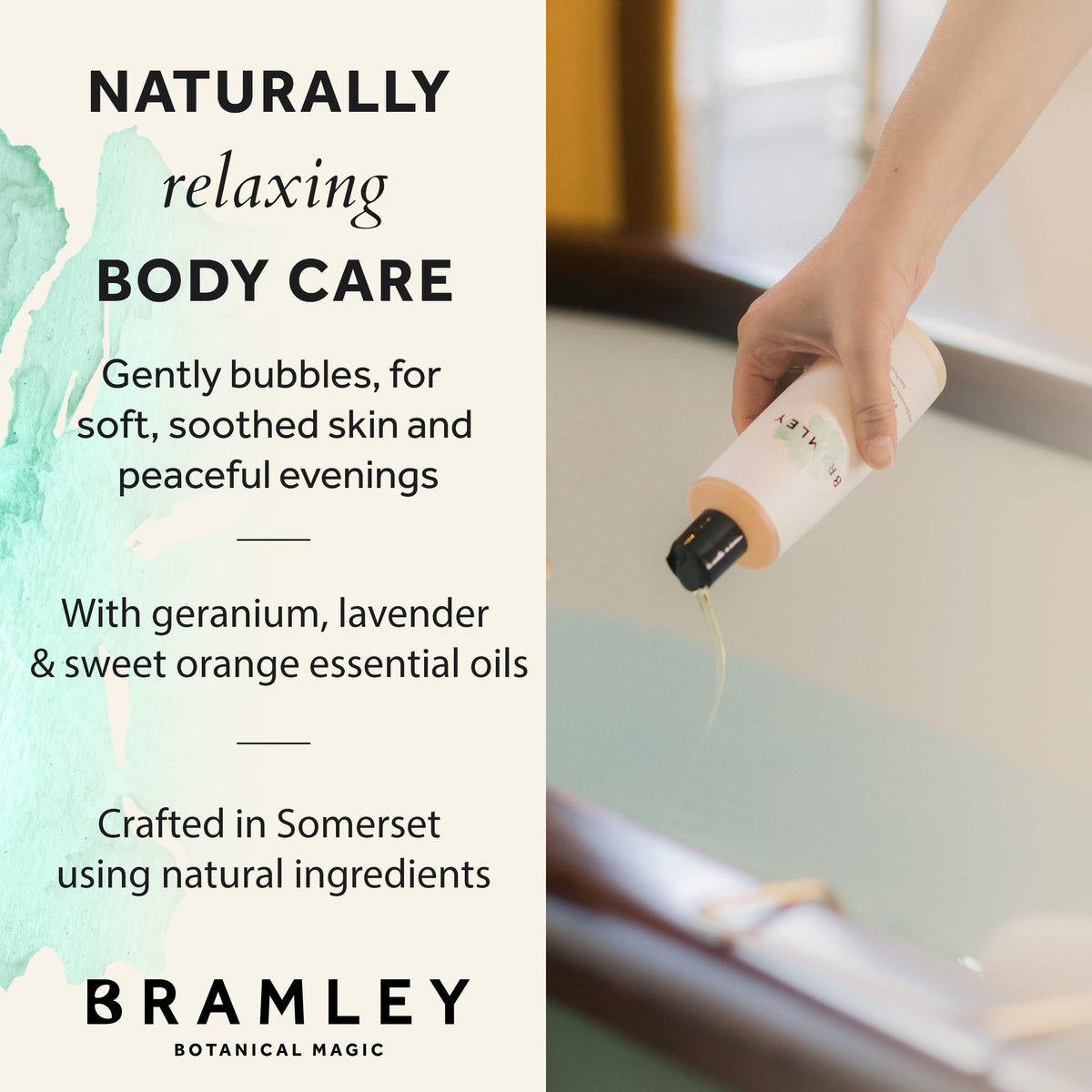 Bramley Products Bramley Lavender Bubble Bath (250ml), Bath Soak with Geranium & Sweet Orange Essential Oils, Vegan Natural Bubbles to Gently Cleanse & Soften