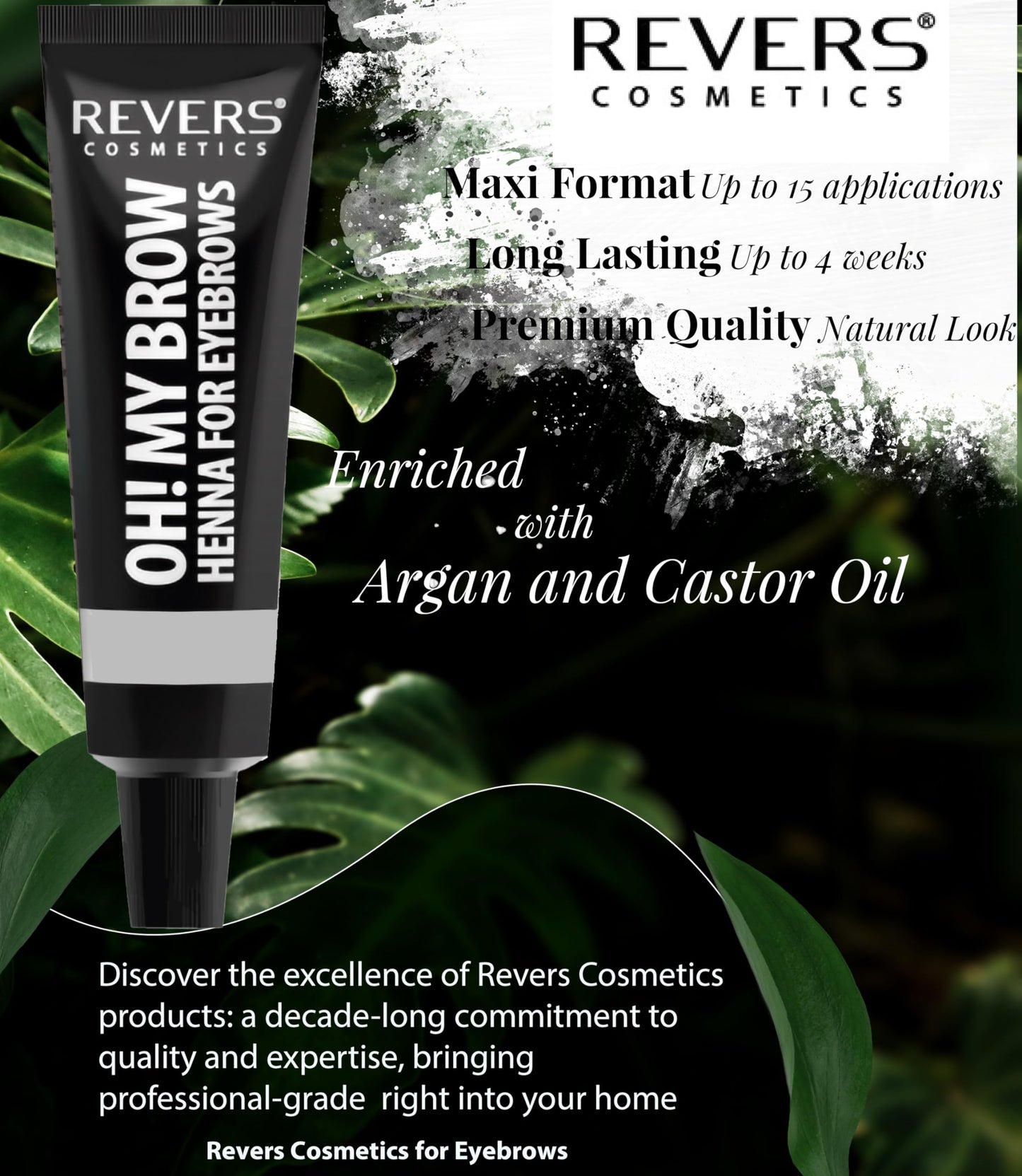 REVERS COSMETICS Eyebrow Tint, Bio Professional Formula, Eye Brow Tint Kits With Argan Oil & Castor Oil (Omega 6, Carotene, Vitamins A, E, F): Up to 15 Applications