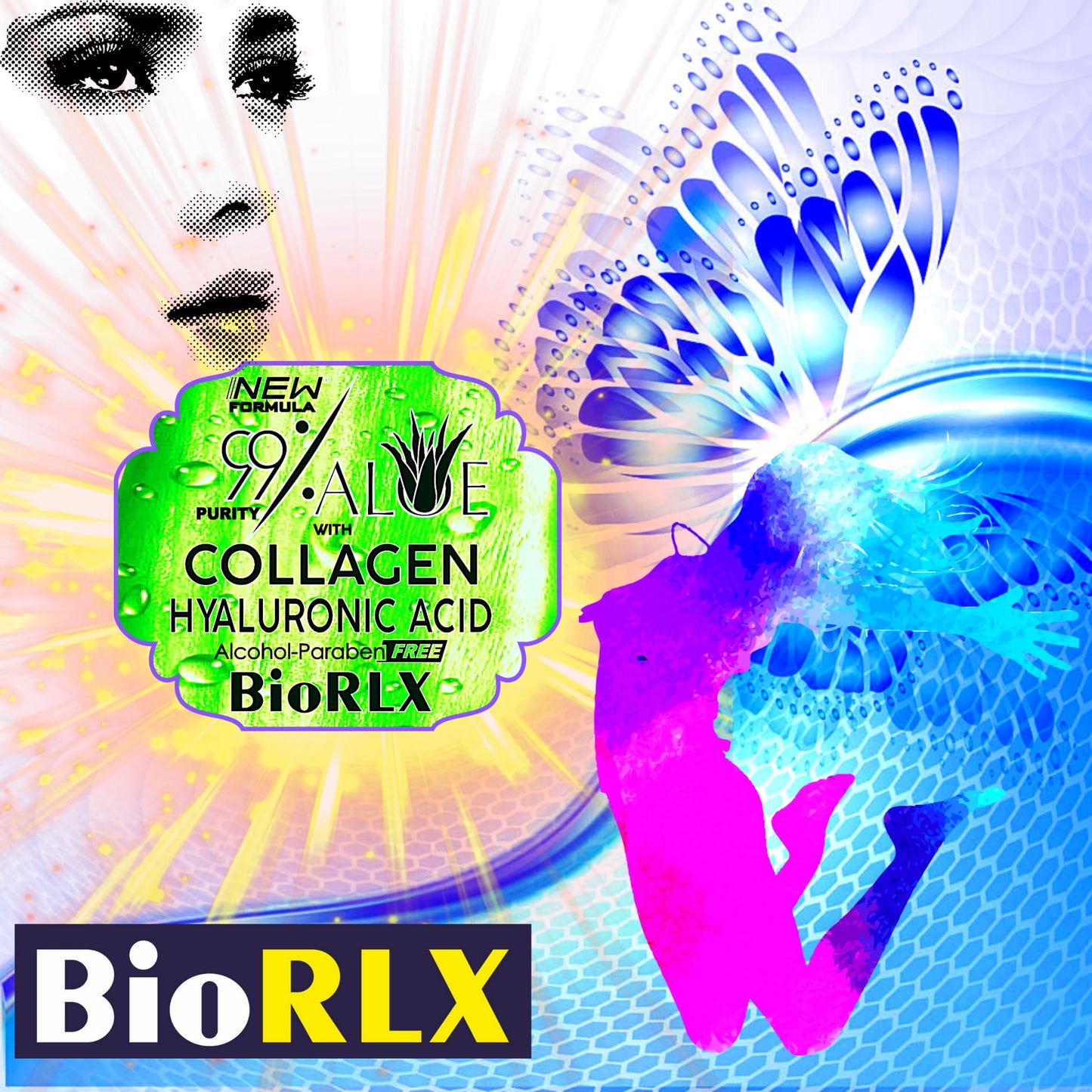 BioRLX 99% Purity Aloe Vera Gel with Collagen, Hyaluronic Acid 250ml (One Bottle)
