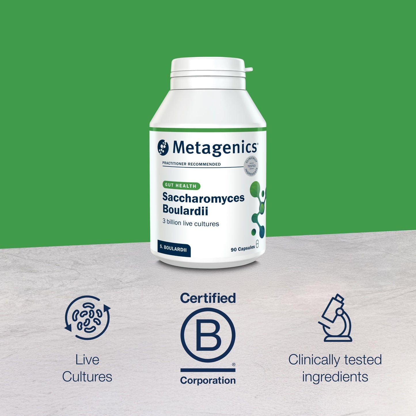 Metagenics - Saccharomyces Boulardii 3 Billion - Travel Gut Support Supplement - No Refrigeration Required - 90 Capsules