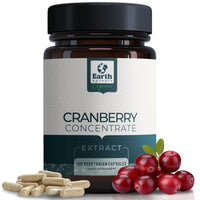 Earth BOTANIC Organic Cranberry Capsules High Strength | 120 Concentrated Pills Cranberry Extract Complex with Vitamin C Supplements