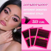 PURELEOR Cluster Lashes 100D Curl 10-16mm Mixed DIY Lash Clusters Individual Mega Cat Eyelash Extensions Look Soft Fluffy