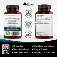 L Theanine Enriched with Vitamin B6 - High Strength L Theanine 400mg Natural Nootropics from Green Tea - 120 Vegan L-Theanine Capsules - Made in The UK Theanine Supplements by New Leaf