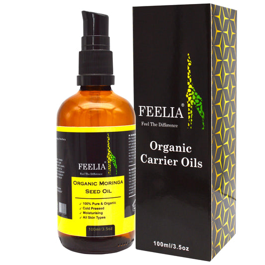 Feelia - Organic Moringa Oil - Cold Pressed, Moisturizing, Rich in Vitamins & Nutrients, High in Vitamin C, Great for Skincare, 100% Pure & Organic - 100ml