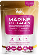 Premium Hydrolysed Marine Collagen Peptide Powder + VIT C, B Complex Hyaluronic Acid, & Stevia. Clean Light Taste/No Fishy Smell - SkinPep Collagen Re-Nu 300g - 30 Days Supply