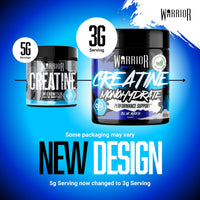 Warrior Flavoured Creatine Monohydrate Powder 300g (90 Servings) – Creatine Powder Drink, Creatine for Performance, Strength & Recovery (Not Creatine Gummies or Tablets) – Blue Razz