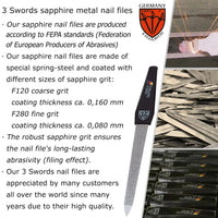 3 Swords Germany - Sapphire Metal Nail File 2 Pieces with 1 Piece 3-Way Nail Buffer – Nail Care for You Made in Germany
