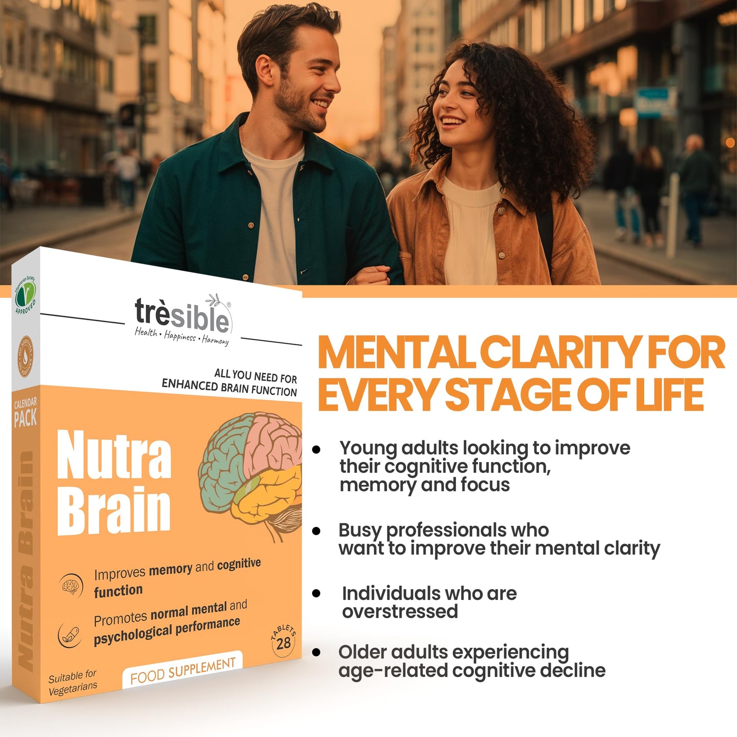 Tresible Trèsible Nutra Brain (Pack of 3) Memory Supplement for Brain Tablets - Mens Multivitamin for all adults Iron, & Iodine for Brain Health, Immune System, & Joint Health, Brain Supplement, 12-Week Supply