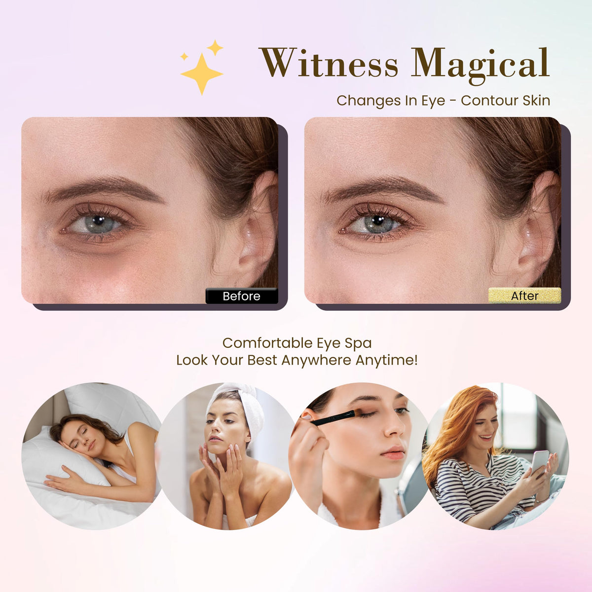 MIFANYO 32 Pairs 24K Gold Under Eye Patches, Golden Eye Masks, Hydrating Undereye Pads for Dark Circles Anti Wrinkles Puffy Eyes, Puffiness Eye Bags Eyes Gel Pads, Women Men Travel Skincare Set