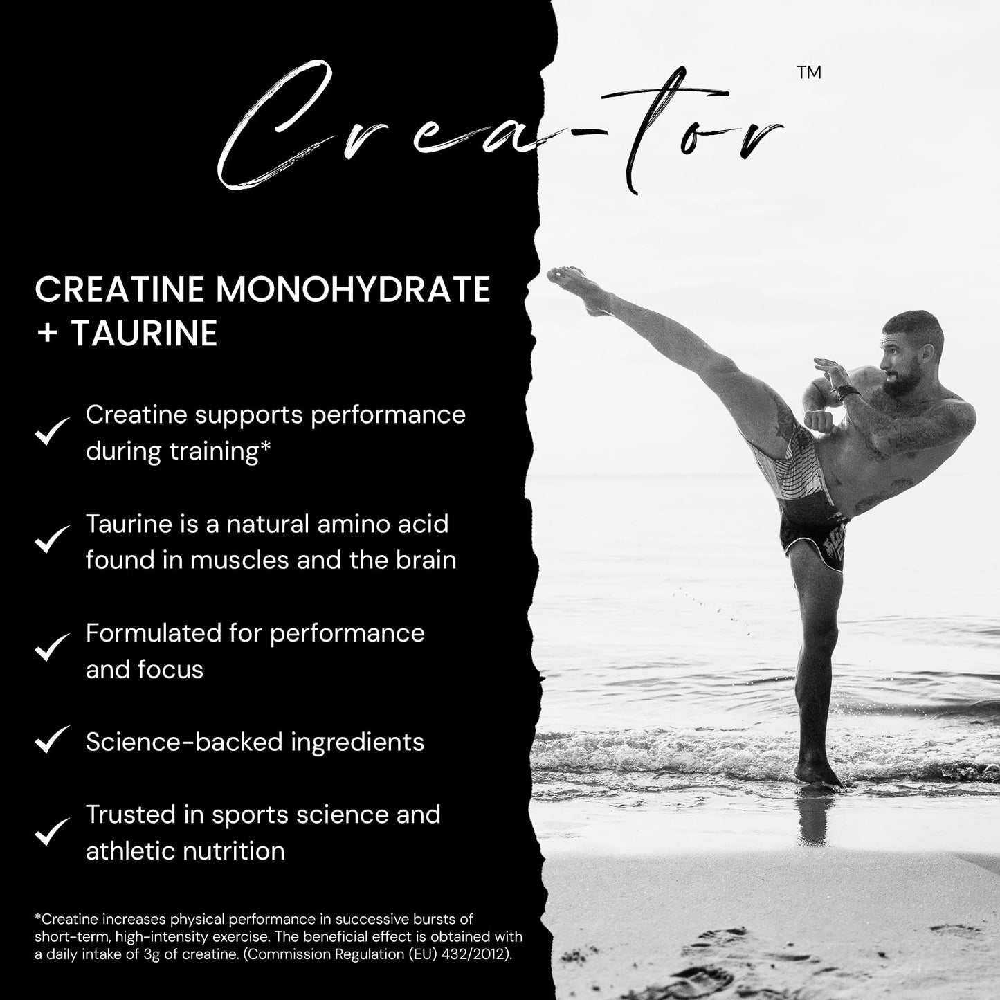 ME MAINTAIN | EXTEND Creatine Monohydrate Powder with Taurine 360g, Micronized Vegan 60 Servings