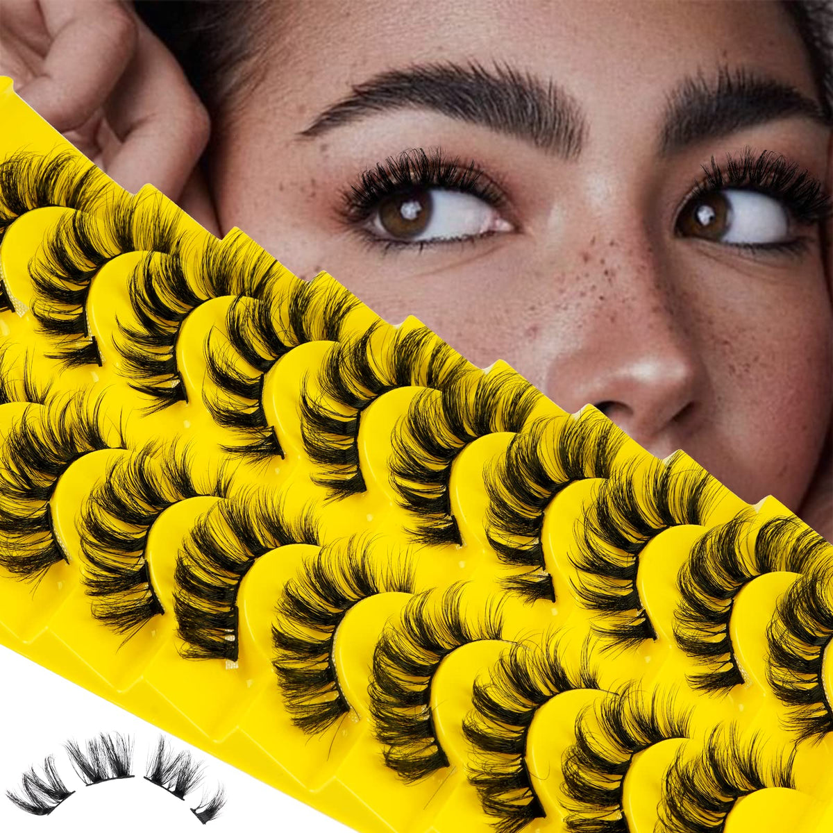 LANKIZ Lash Clusters 8-16mm Fluffy Individual Cat Eye Lashes Natural Look 5D Wispy Cluster Lashes C Curl False Eyelashes DIY Eyelash Extensions Faux Mink Fake Lashes Strip 10 Pairs Pack (Paeony Style)