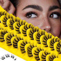 LANKIZ Lash Clusters 8-16mm Fluffy Individual Cat Eye Lashes Natural Look 5D Wispy Cluster Lashes C Curl False Eyelashes DIY Eyelash Extensions Faux Mink Fake Lashes Strip 10 Pairs Pack (Paeony Style)