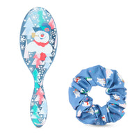 Wet Brush Festive Frosty The Snowman Orginal Detangler. Ultra Soft bristles for all hair types, 1 brush and a scrunchie with every festive brush gift set