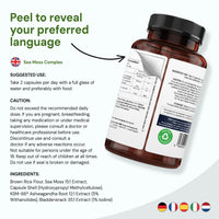 NEW LEAF PRODUCTS Sea Moss Complex - Pure Irish Sea Moss Capsules with Bladderwrack & KSM Ashwagandha - High Strength Seamoss Capsule - 120 Fill Vegan Irish Seamoss Capsules Made in The UK By New Leaf