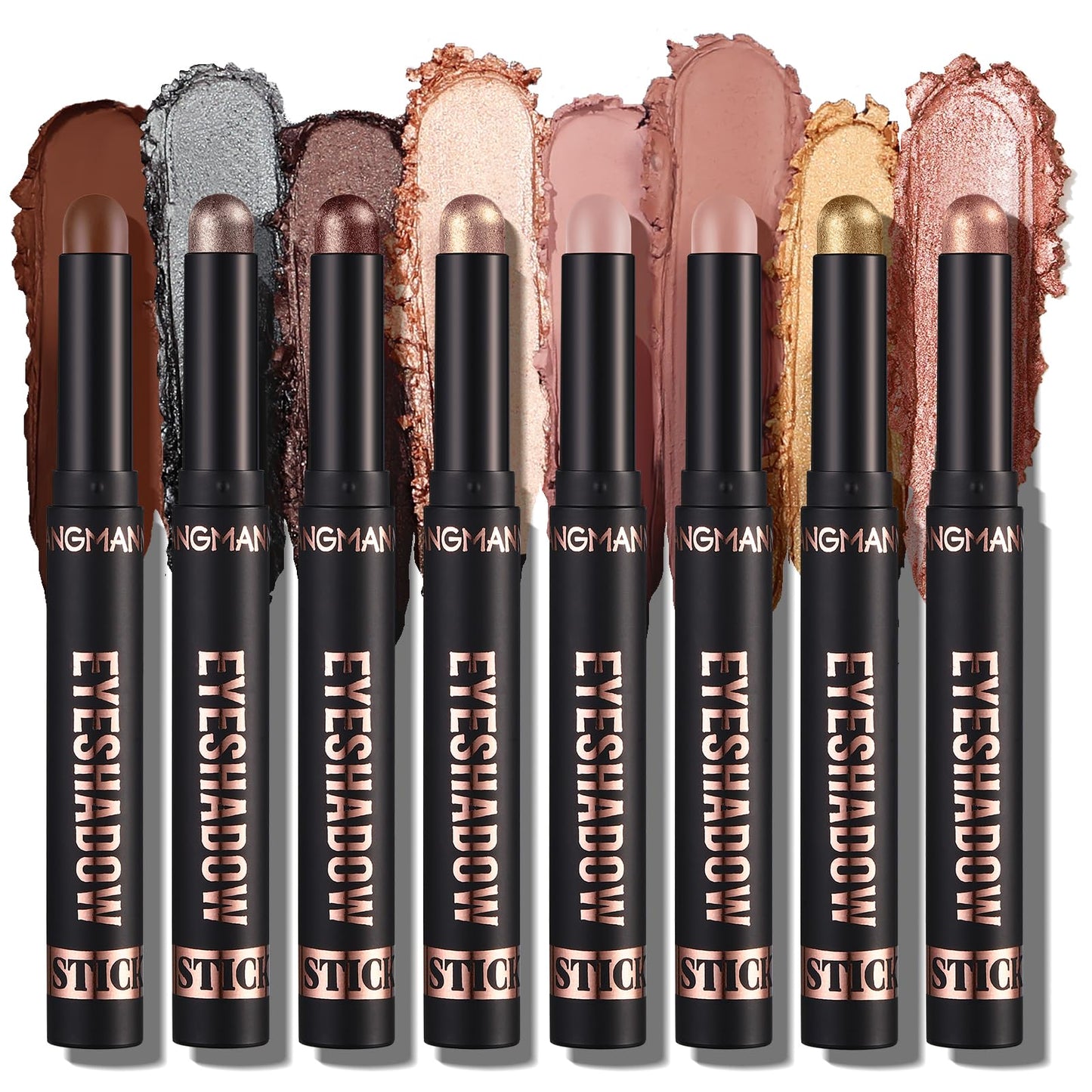 LANGMANNI 8Pcs Eyeshadow Stick Gift Set,Soft Smooth Cream With Matte Earth & Metal Colors, Waterproof & Long-Lasting, Beauty & Personal Care Eye Shadow Stick For Daily Makeup & Special Occasions (#B)
