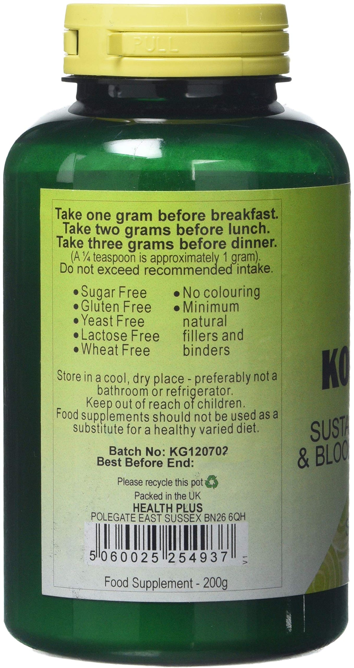 Health Plus Konjac Fibre Powder (Glucomannan) Slimming and Weight Control Supplement - 200g