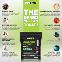 Ginkgo Biloba 6000mg - High Strength Vegan Ginkgo Biloba Leaf Extract 60 Tablets 50:1 Extract � Gluten Free, GMO Free - Made in UK by PROELITE