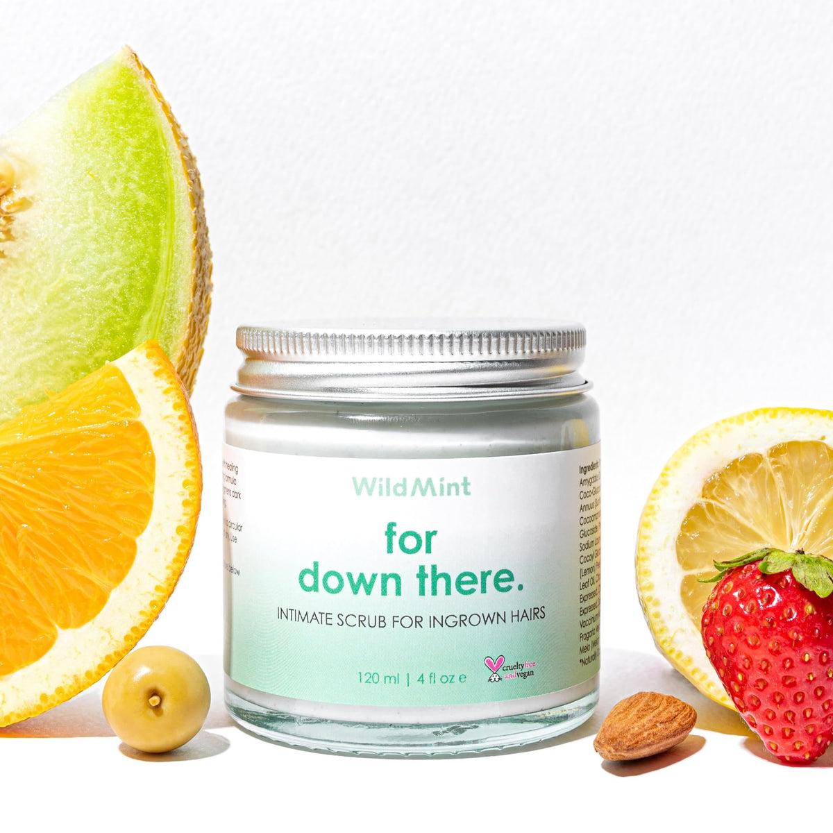WildMint Intimate Scrub for down there| Ingrown Hairs, Razor Bumps, Hyperpigmentation |Natural Bikini Line Exfoliator for Shaving Rouitine| Removes Dead Skin | UK Made Vegan & Cruelty-Free | 120ml