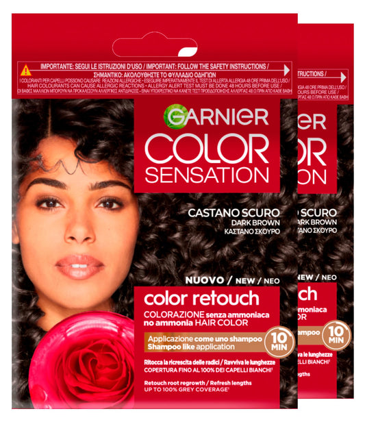 Garnier Color Sensation Color Retouch Permanent Hair Dye Ideal for Regrowth Covers White Hair Easy Application Light Brown Colour – Pack of 3 Colours