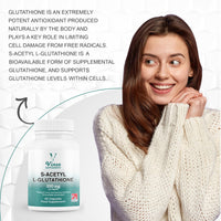 Vinco Supplements Vinco S-Acetyl L-Glutathione Supplement, 60 L-Glutathione Capsules, Antioxidant Supplement, Support Immune System & Neuron Health- 100mg per Serving, Protects Liver Function - Non-GMO & Gluten Free