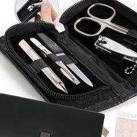 3 Swords Germany - brand quality 5 piece manicure pedicure grooming kit set for professional finger & toe nail care scissors clipper fashion leather case in gift box, Made by 3 Swords (521217)
