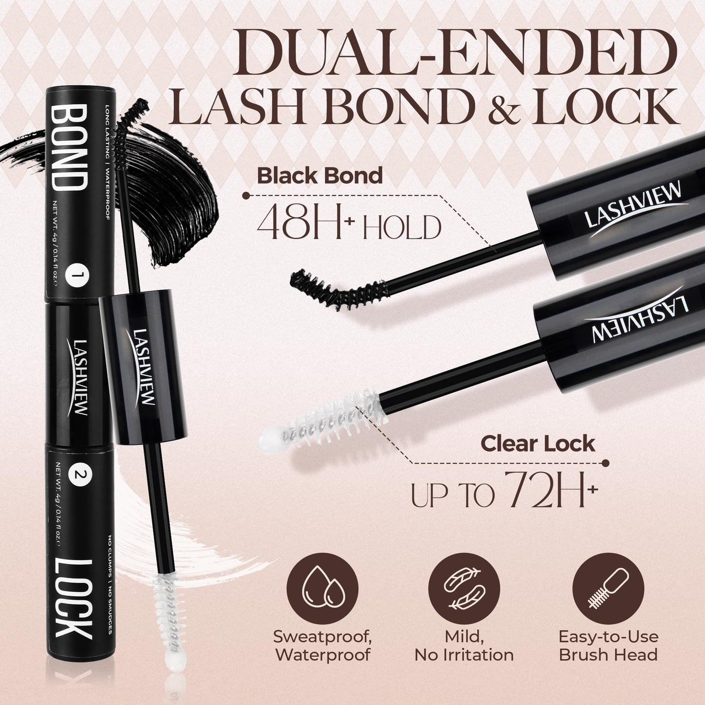 LASHVIEW DIY Lash Extension Kit, 9-16mm Mix D Curl Cluster Eyelash Extension Kit Cluster Lashes with Lash Bond and Seal, Lash Glue Remover and Lash Applicator W50