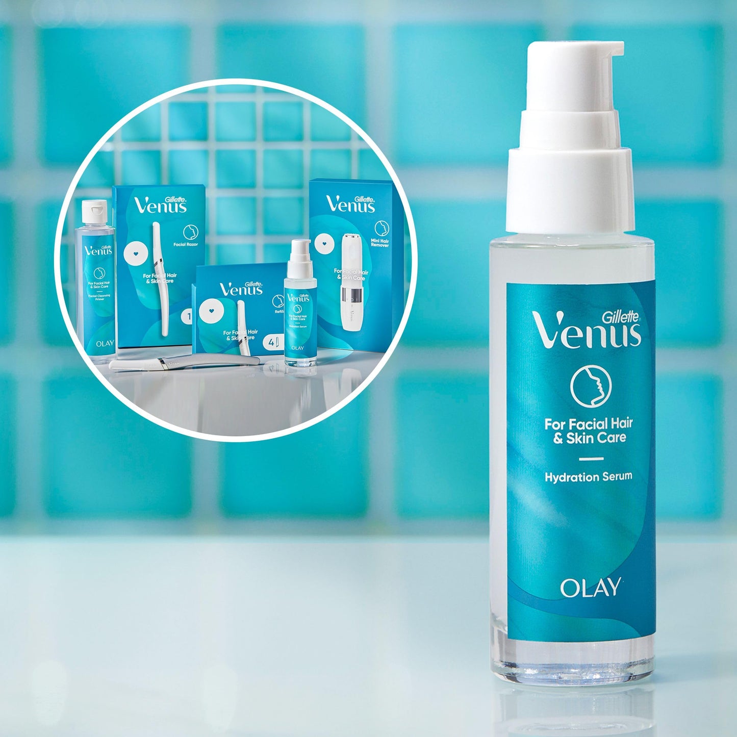 Gillette Venus Venus for Facial Hair & Skin Care Hydration Serum with Hyalaronic Acid, After Dermaplaning Soothing Serum for All Skin Types, Lightweight Moisturiser