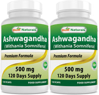 Best Naturals Ashwagandha 500 mg 120 Capsules (120 Count (Pack of 2))