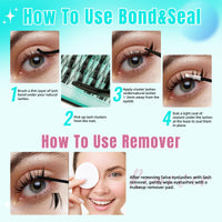 AMZGIRL LASH Manga Lash Clusters Kit 144PCS Fairy Eyelash Extension Kit with Bond and Seal, Invisible Lash,Glue Remover and Tweezer (8-16mm Kit)