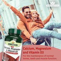 Natures Aid Calcium Magnesium and D3, Helps Maintain Normal Bones, Teeth and Muscle Function, Vegan, 90 Tablets