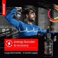 Flowzuk B12 Liquid Vitamin Drops 5000 mcg Methylcobalamin High Strength 60ml Dropper Bottle - Vegan Friendly - Sublingual for Fast Absorption - Gluten Free - Made in The UK