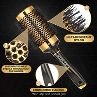 Hair Brush - SHINLEA Round Brush for Blow Drying 53MM Aluminium Curly Hair brush, Hairbrushes for Women Professional Curling, Hair Drying, Styling, Straightening and Shine