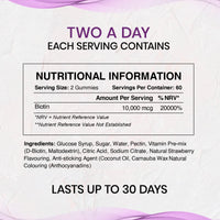 Biotin Gummies 10,000mcg Skin Nails & Hair Vitamins - Chewable Beauty Vitamins For Hair Growth High Strength Hair Gummy's Vitamins For Women & Men - Vegan Hair Vitamins For Growth And Hair Loss